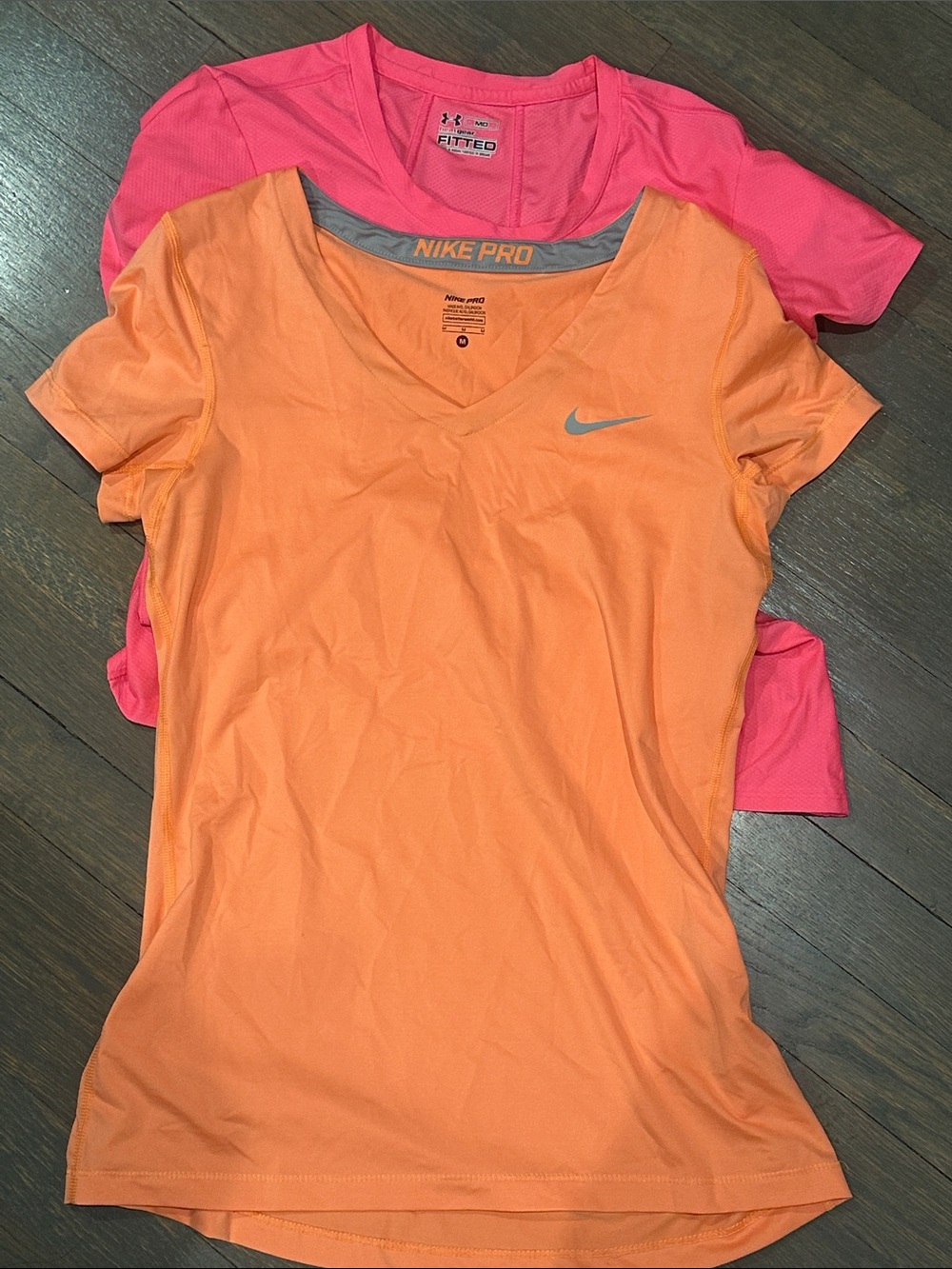 Nike & Underarmor M Women's Orange V-Neck Dri-FIT Performance Tee